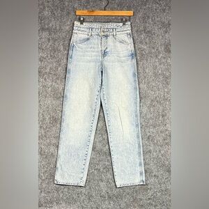 Veronica Beard Jeans Blake High Rise Straight Notch Jeans in Pebble Stone 26x29